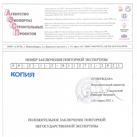 Положительное заключение экспертизы